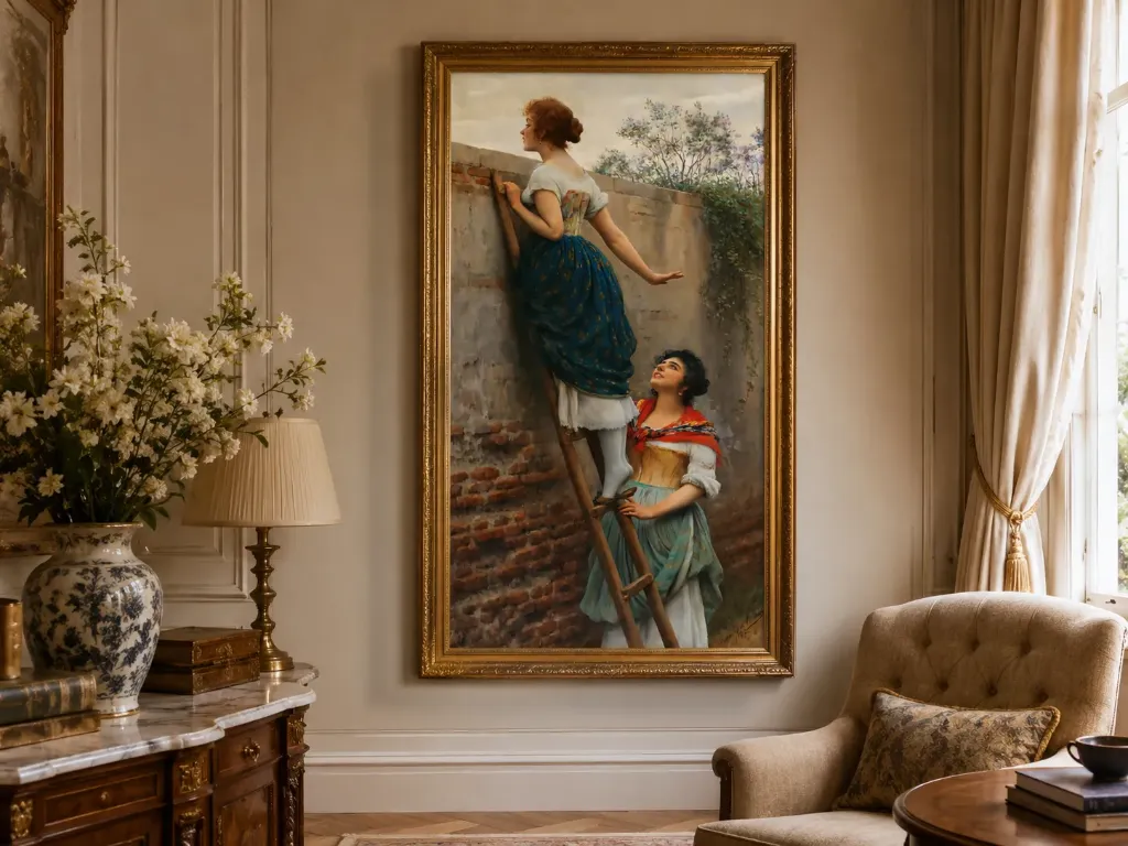 Curiosity by Eugene de Blaas – Restored 16K Venetian Fine Art Print