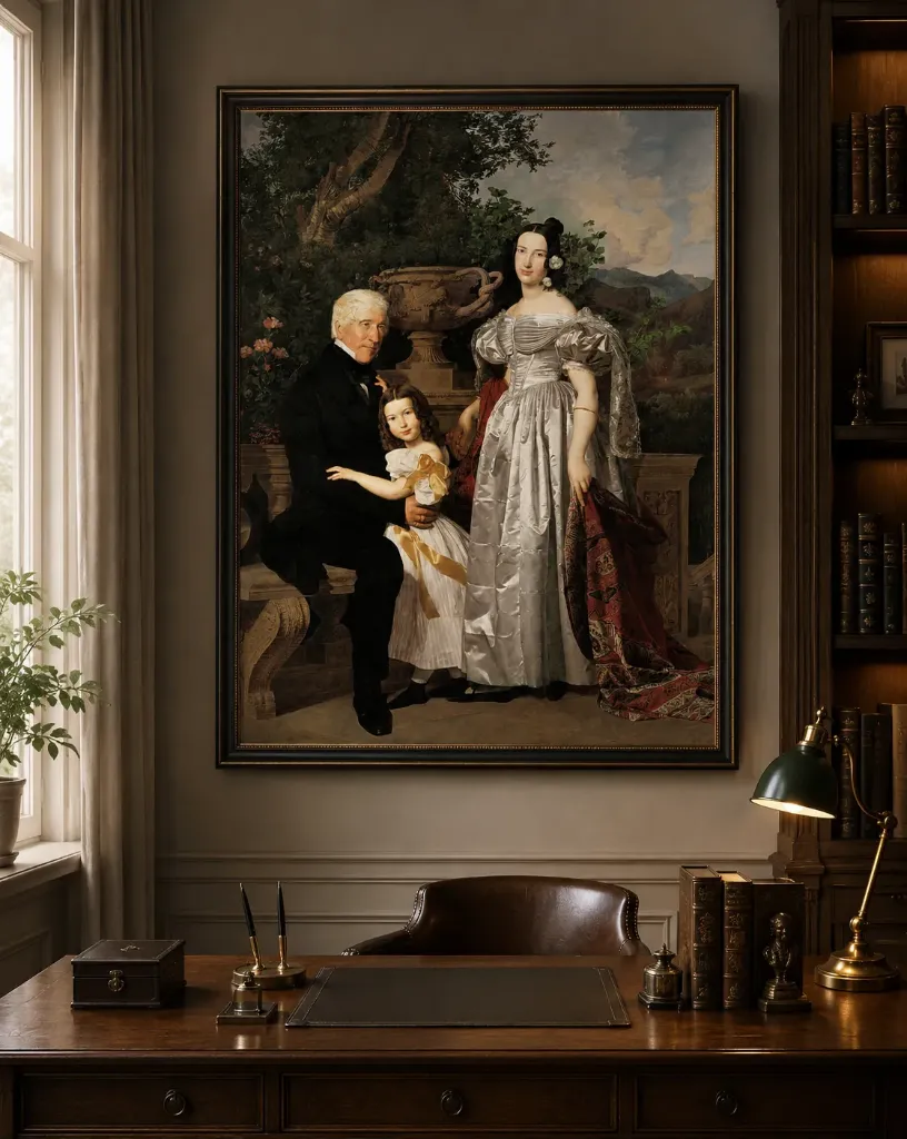 Kerzmann Family Portrait by Ferdinand Georg Waldmüller – Restored 16K Fine Art Print