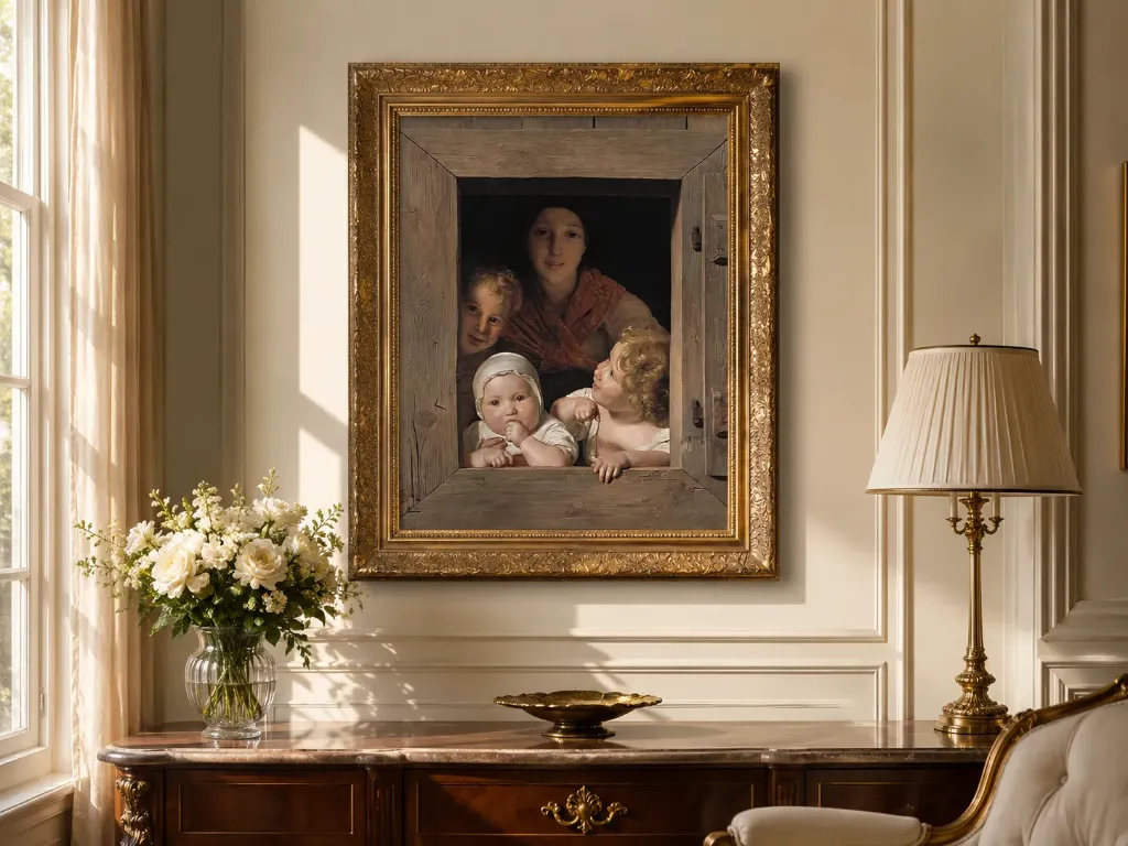 Waldmüller Family Window Scene – Restored 16K Print