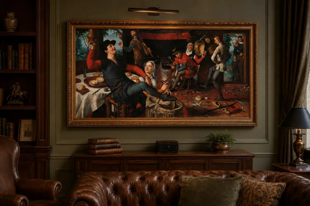 mokap The Egg Dance by Pieter Aertsen – Restored 16K Dutch Genre Fine Art Print